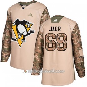 Män Ishockey Pittsburgh Penguins Tröja Jaromir Jagr 68 Adidas 2017-2018 Camo Veterans Day Practice Authentic